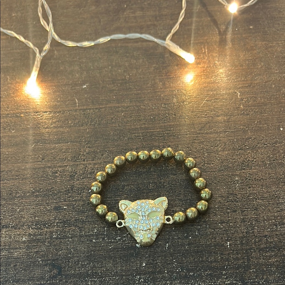 Gold Panther Beaded Bracelet